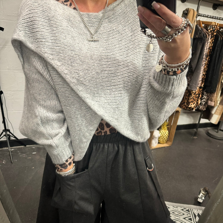 Cross front knit - Dove Grey